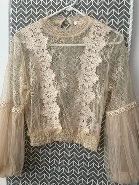 Peach Elegant Sheer Blouse Size S
